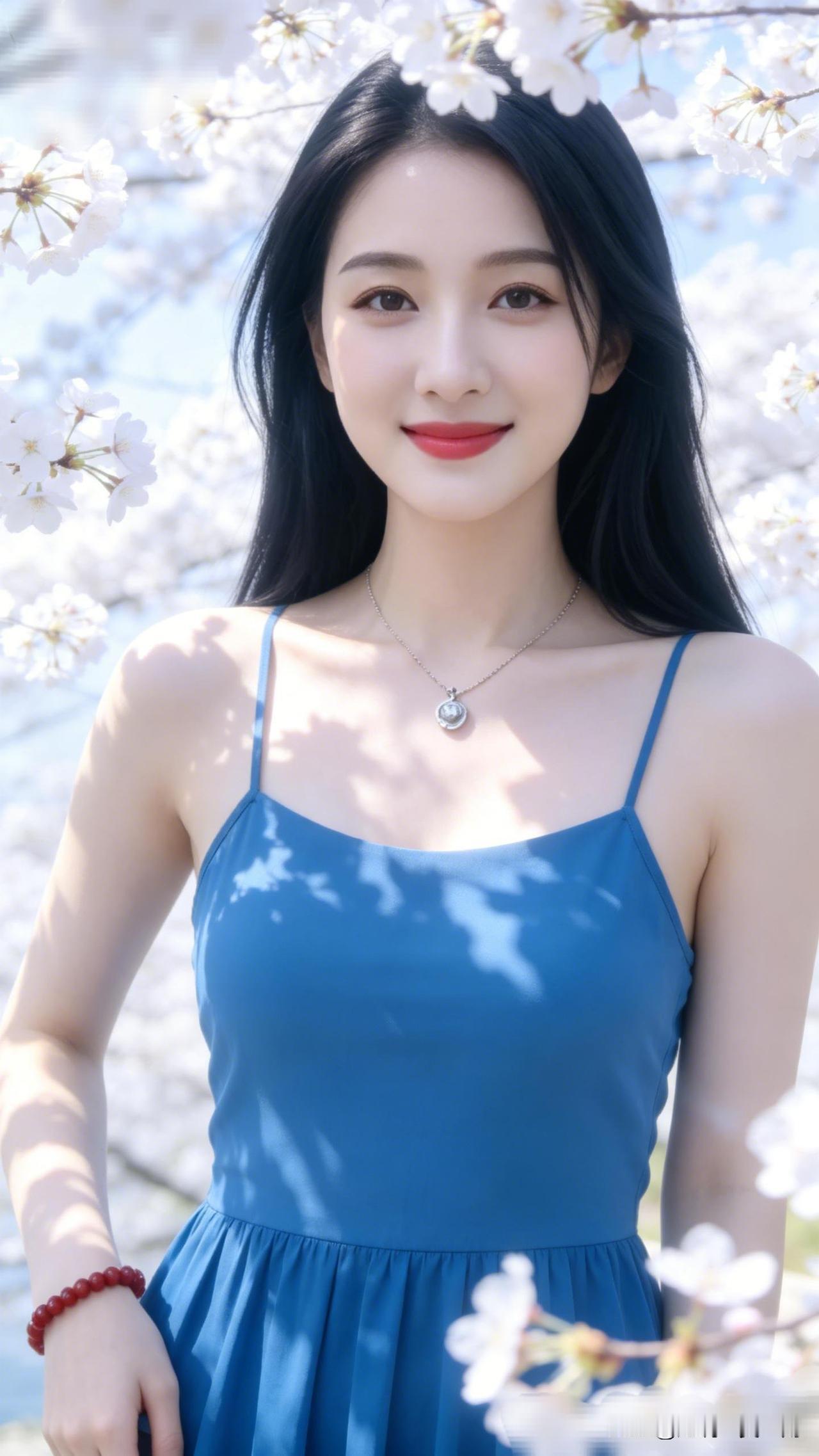 樱花树下，甜美少女，春日暖阳，笑靥如花。女人怎样穿搭，更显气质