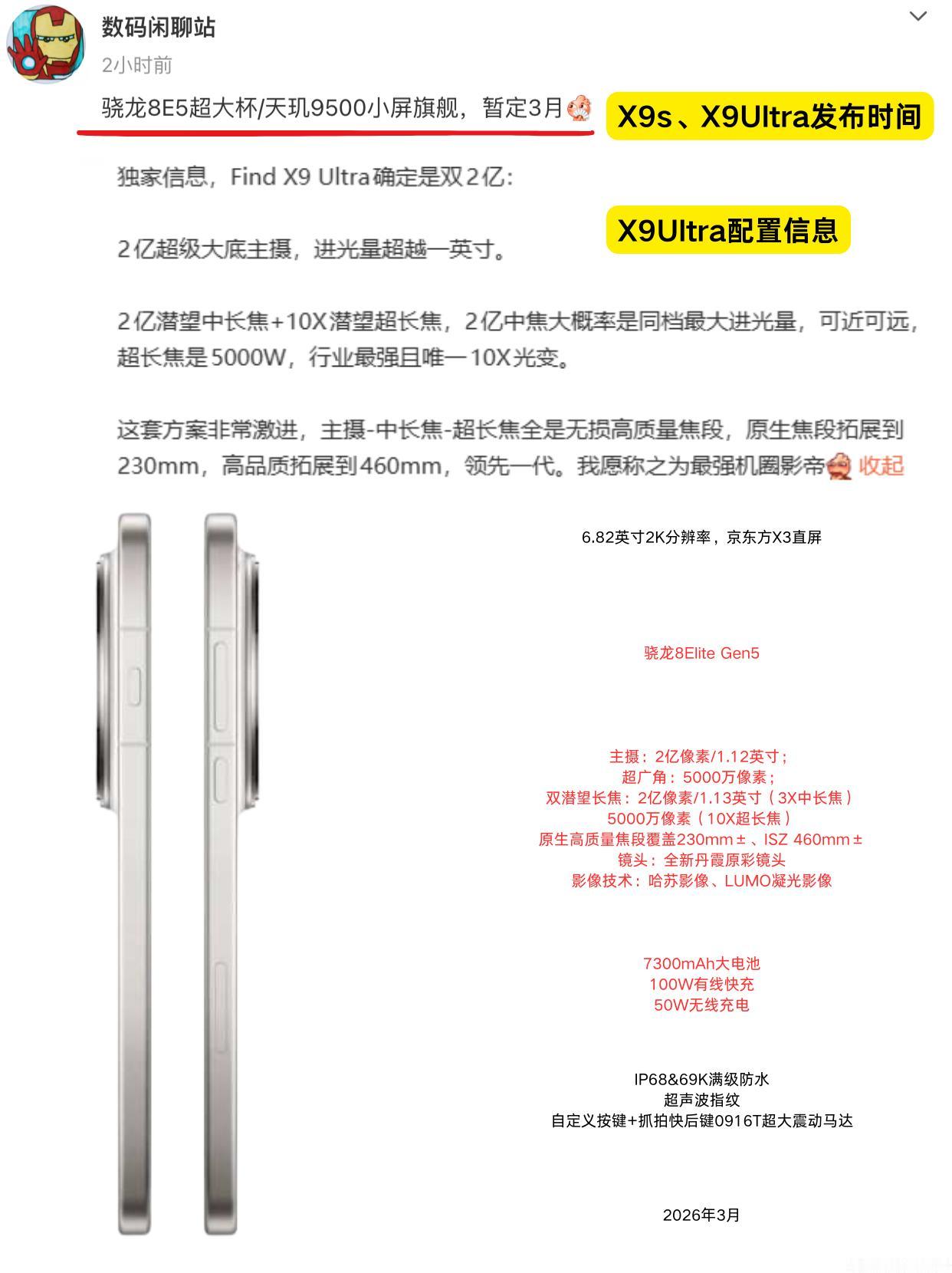 定档3月！喜欢10倍光变长焦的还得等等双2亿，主摄2亿，长焦2亿，230mm