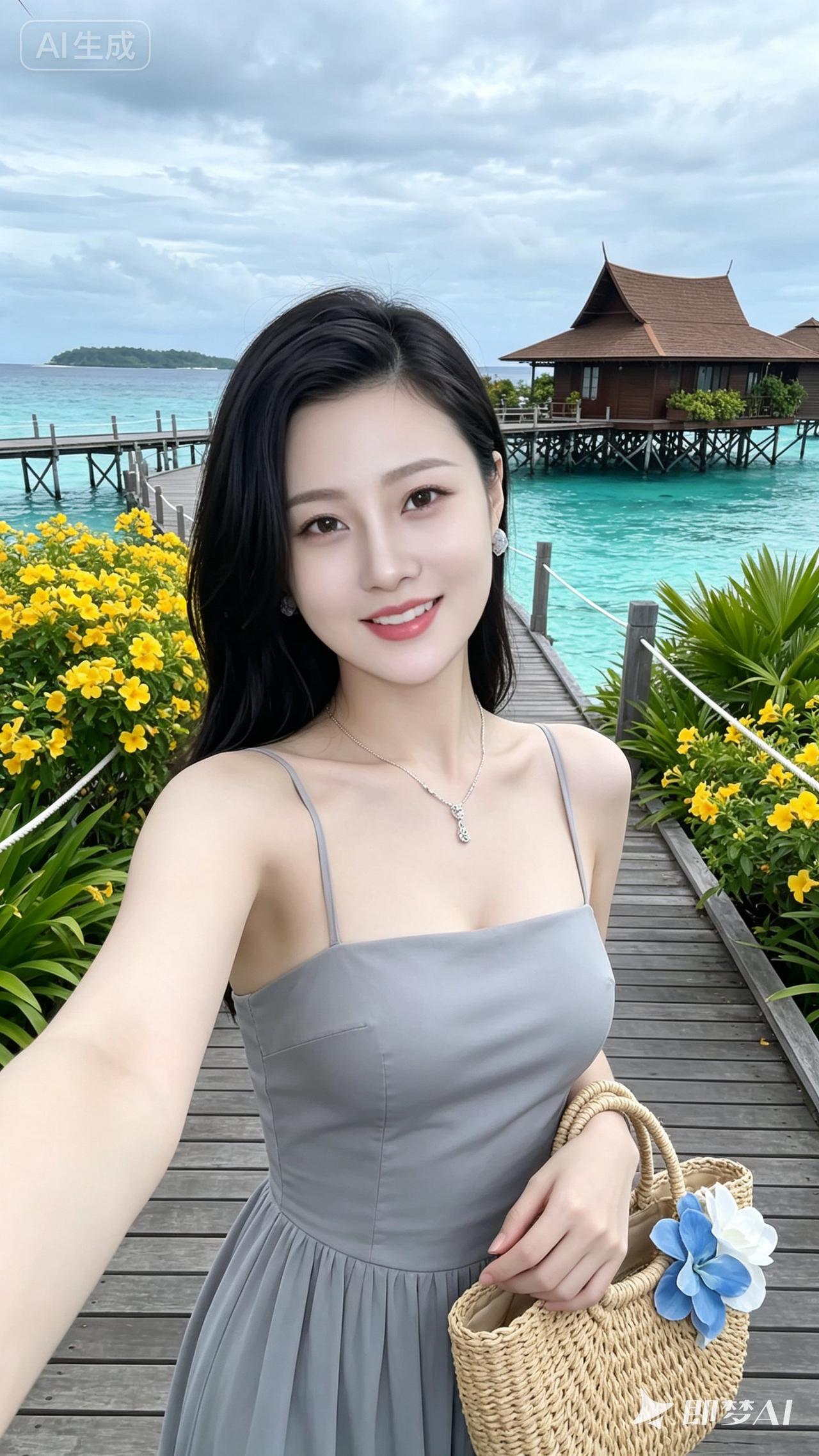度假风满满，海边的自拍美照。