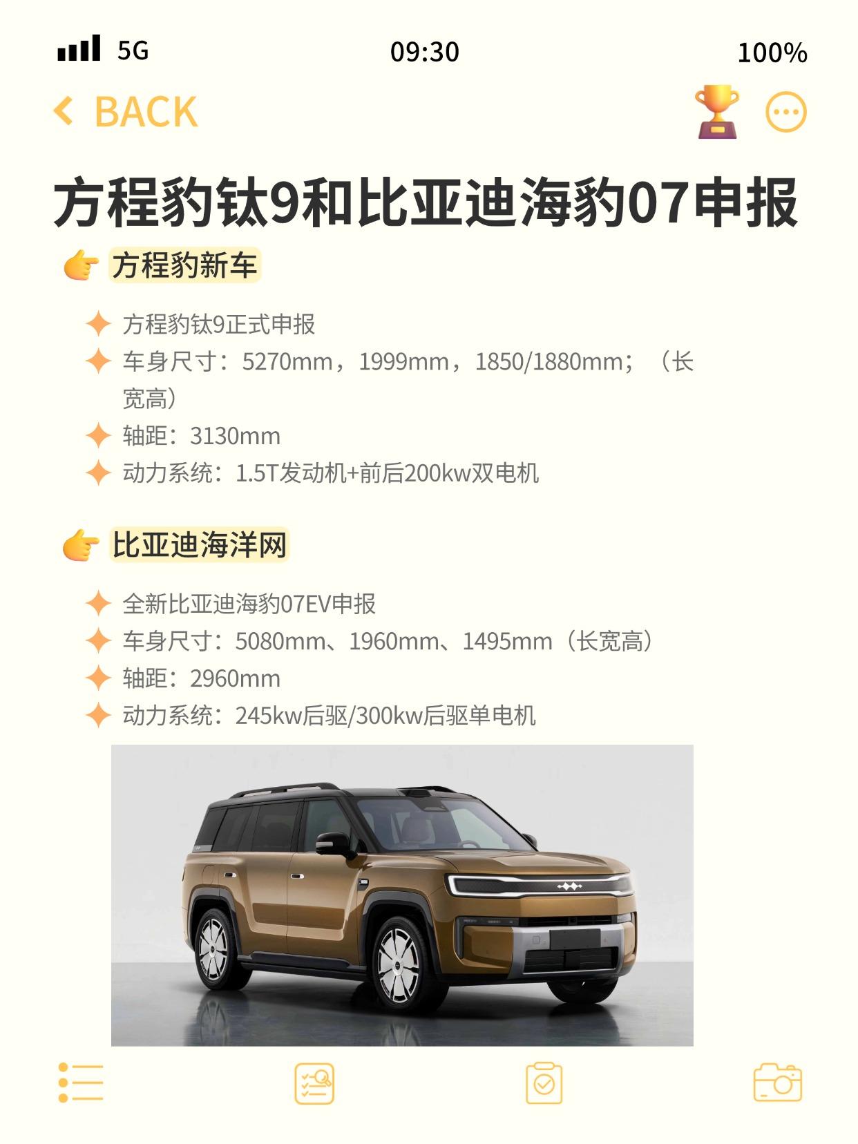 比亚迪两款新车申报，还都挺重磅的。首先是方程豹钛9，它的外观终于揭晓了，从申