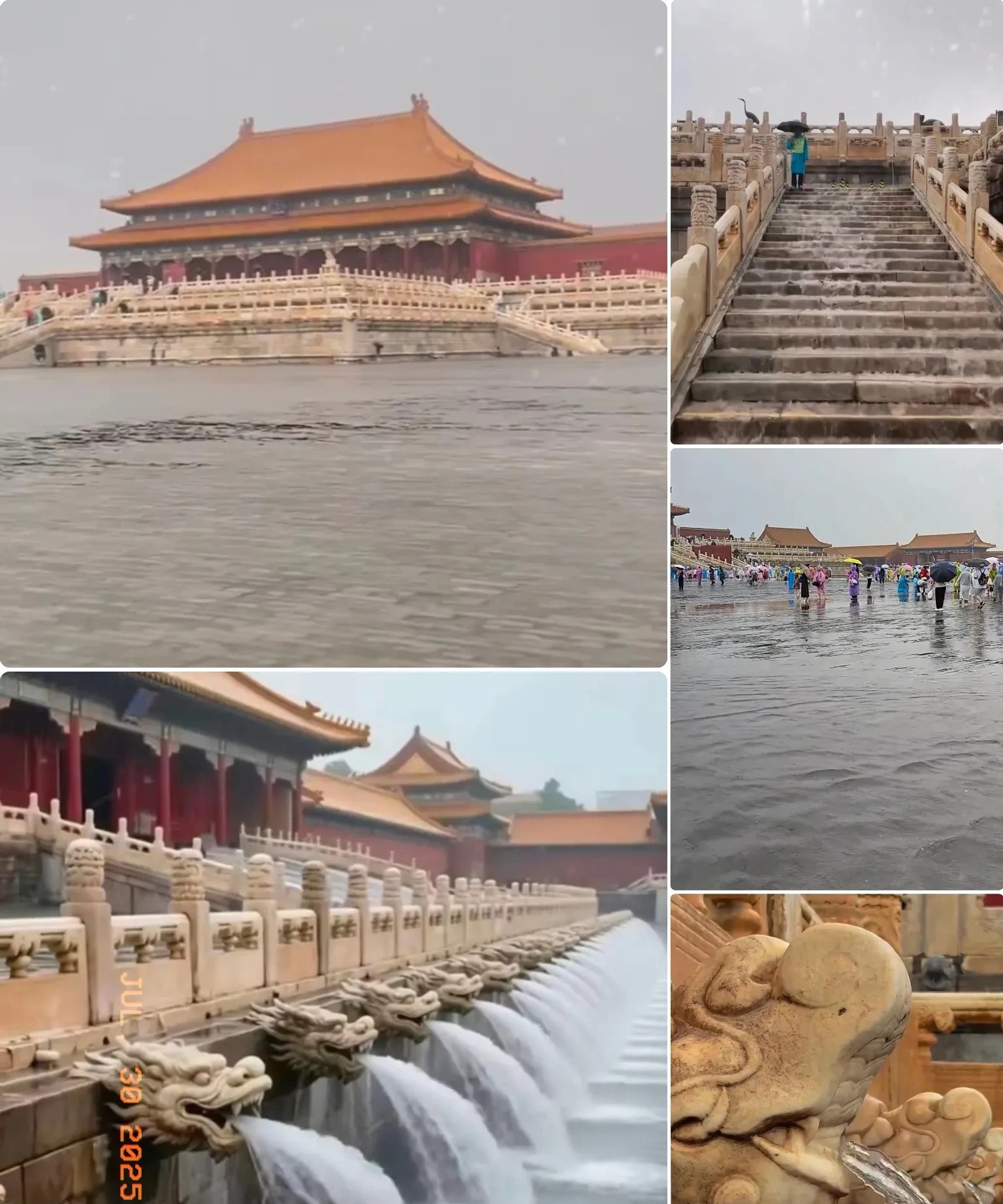 近几日，故宫在极端天气下出现了积水现象，令人惊讶。随着近年来暴雨天气的频
