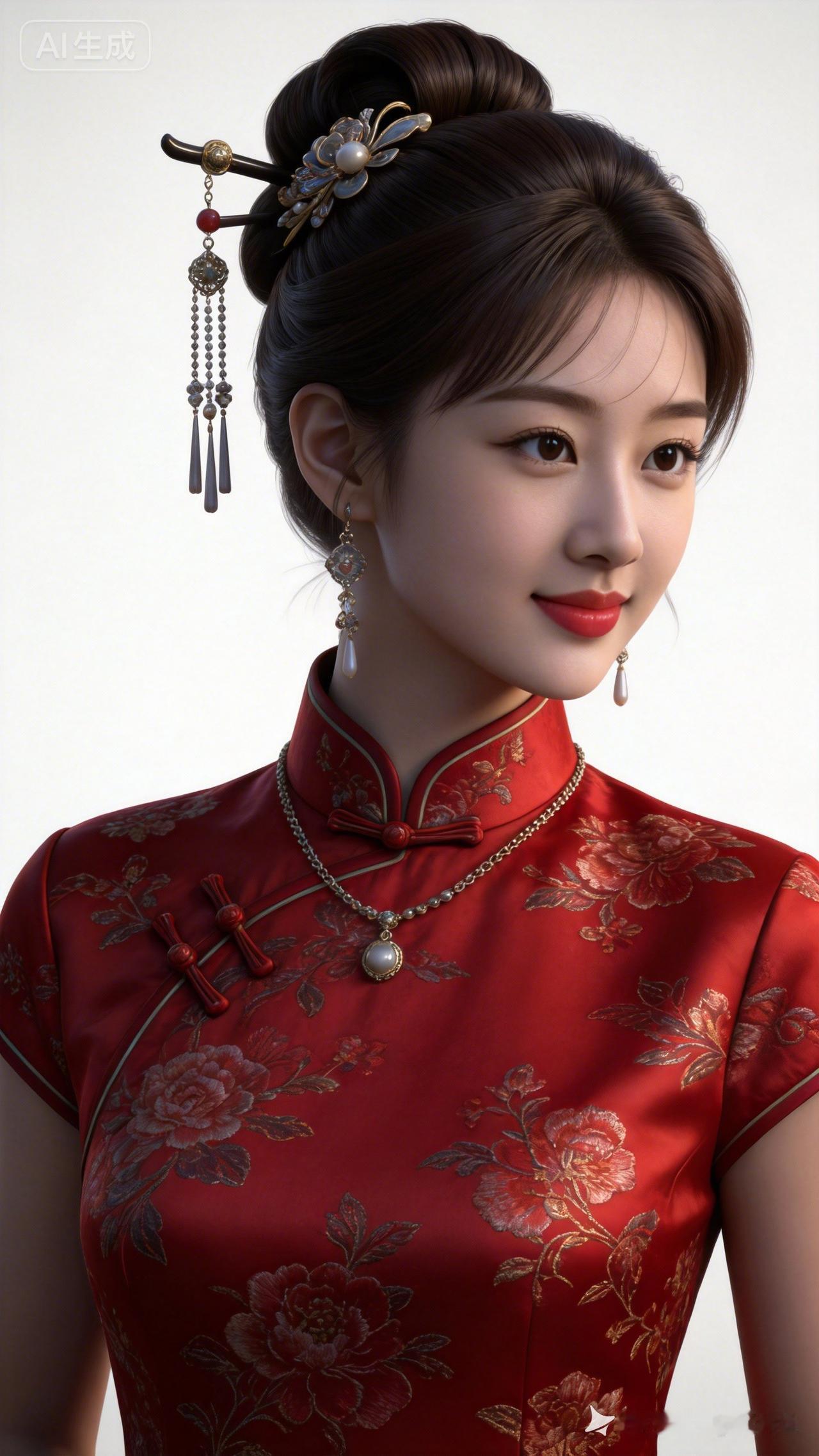 古典美人，红衣华裳，韵味十足！