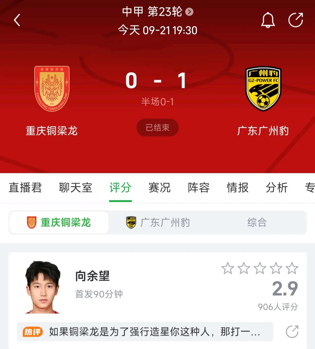 输掉关键之战！重庆铜梁龙还想着冲超吗？不得不说，整场比赛下来，当个他们的球迷是