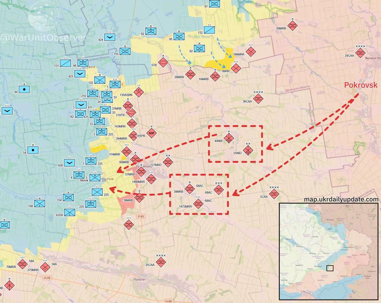俄68军紧急从红军城驰援，扎波罗热的沃斯托克军团终于有救了（见图1）？这也证明