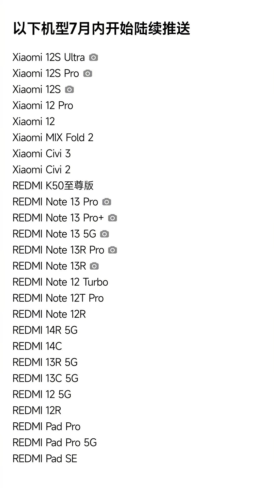 汇总一下目前小米澎湃OS2已推送“年中升级”REDMI机型。“年中升级”已内测