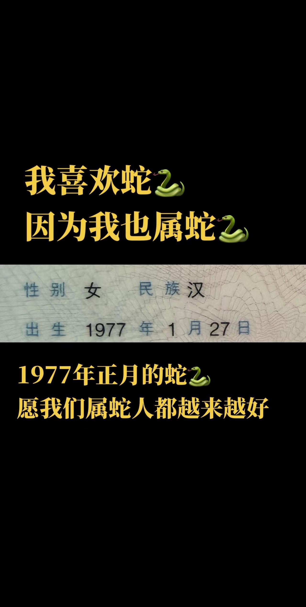 我喜欢蛇，因为我也属蛇，1977年正月二十七的蛇，愿我们属蛇人都越来越好