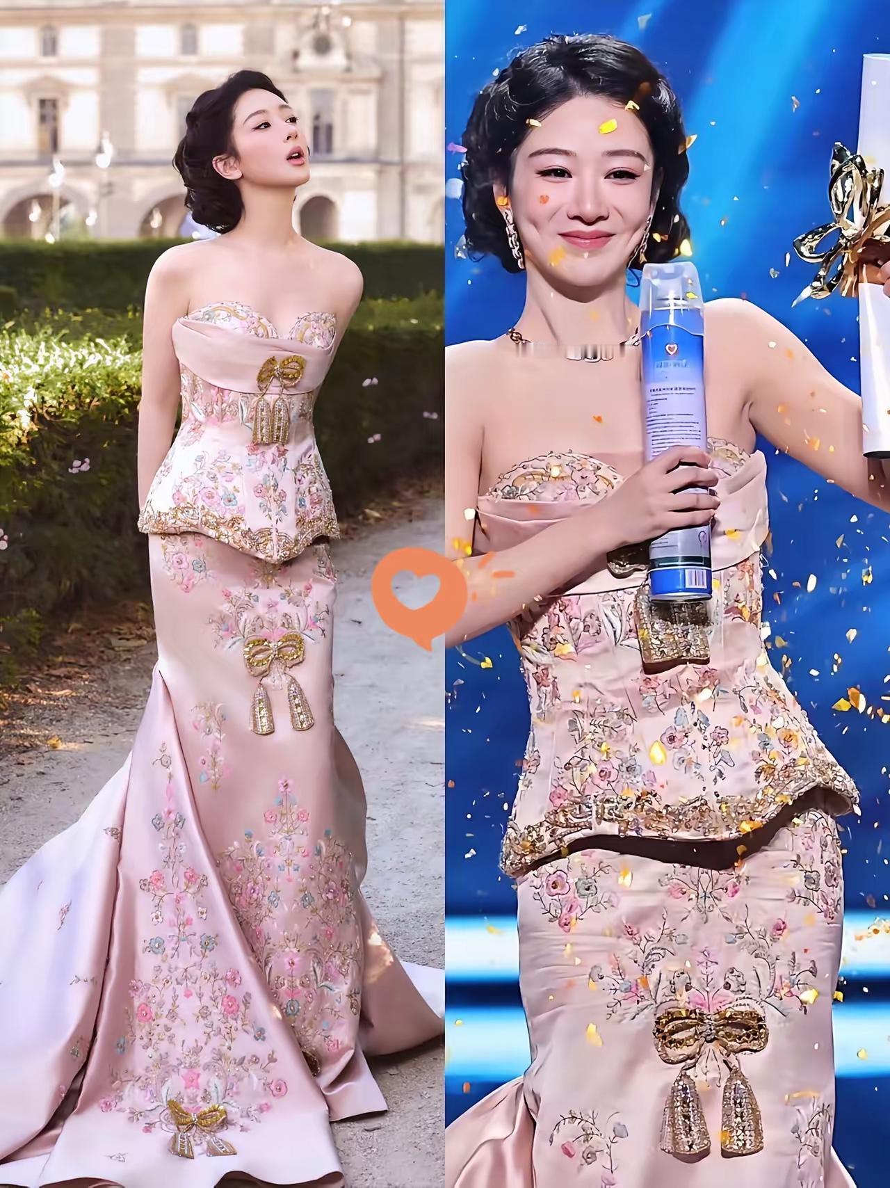 穿了9年“仙女裙”，杨紫终于在白玉兰换上了“战袍”：这一身裸粉，是她给“90花”