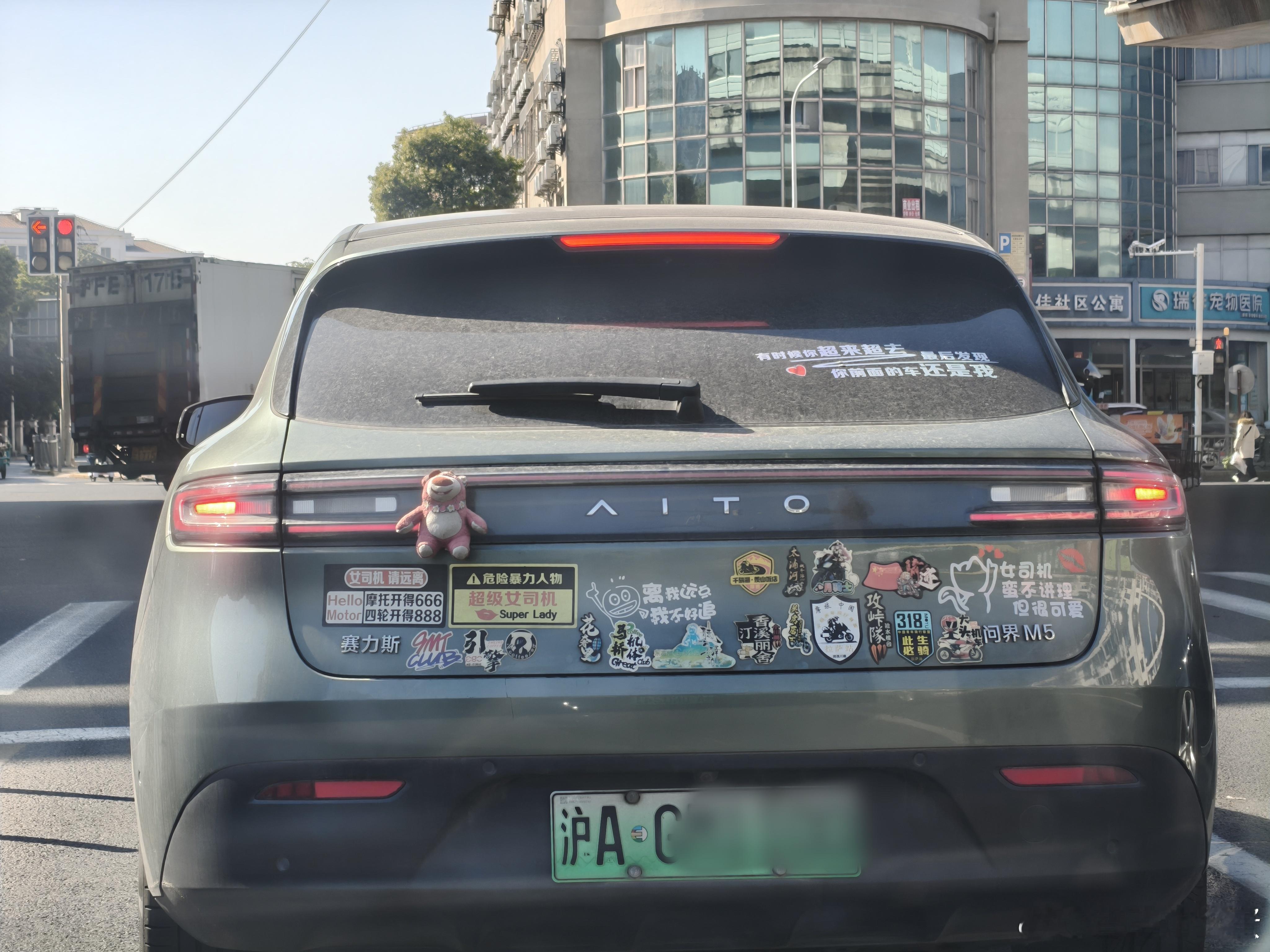 一看就知道是个喜欢组织和参加车友会的车主朋友，后尾门都快贴满了