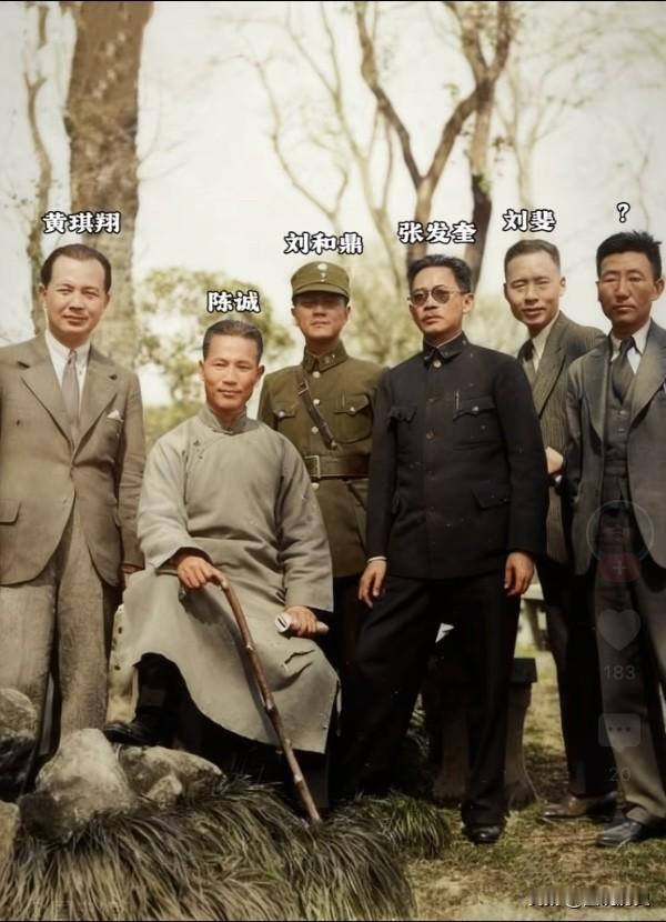 这张珍贵合影拍摄于1937年3月！国军的几位将军在西湖边上的一张珍贵合影，他