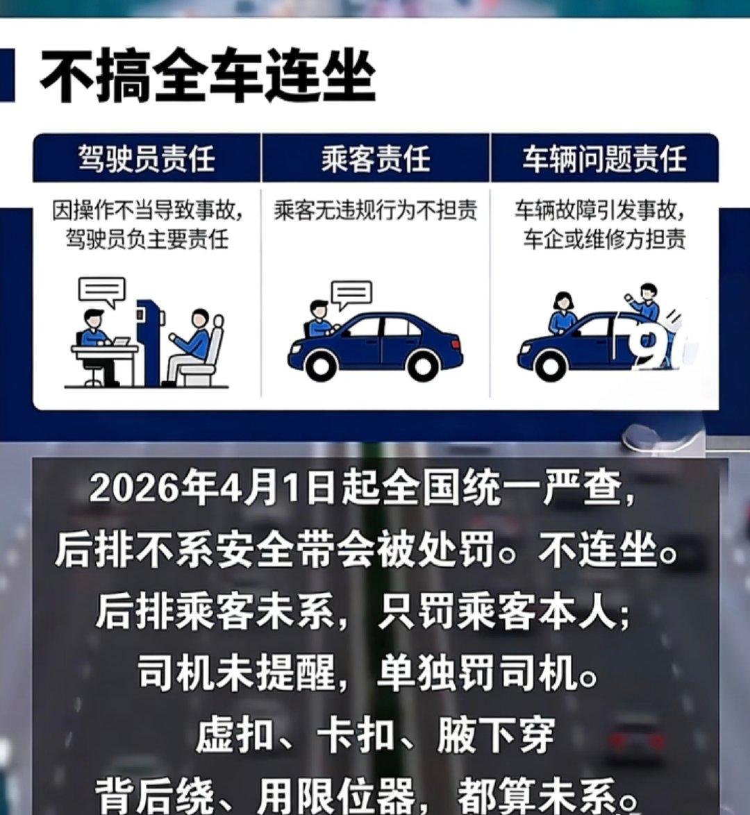 ⚠️重要提醒：4月1日起，全国严查后排安全带！别再觉得“坐后排不用系”，这次