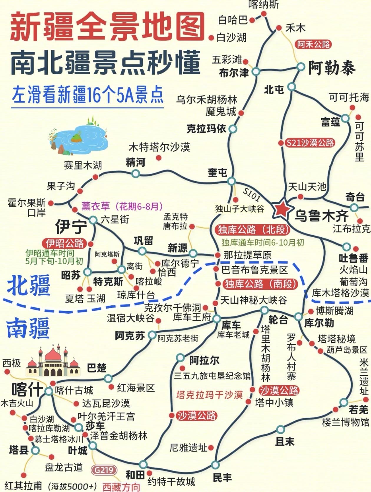 带您秒懂南北疆16个5A景点，一次看遍新疆美景