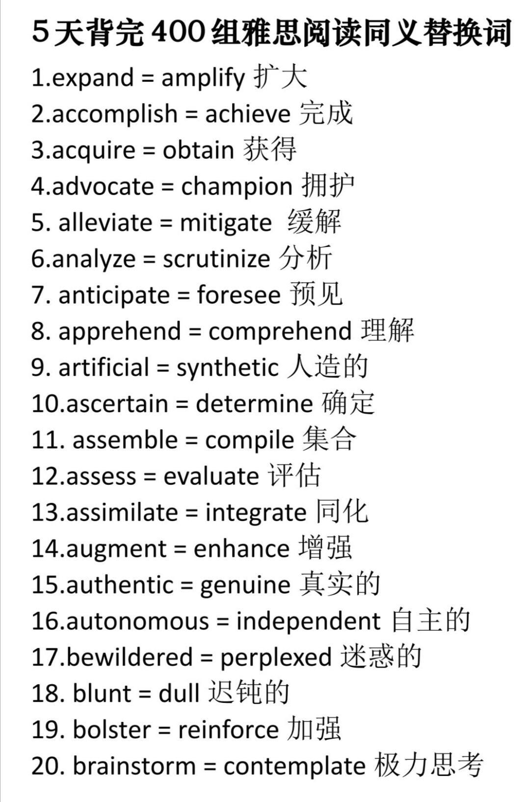 雅思单词同义替换​​​