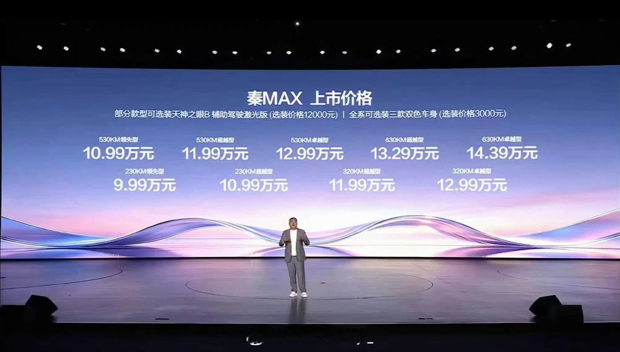 比亚迪秦MAX价格比亚迪秦MAX正式上市，价格区间锁定在9.99万-14.39万