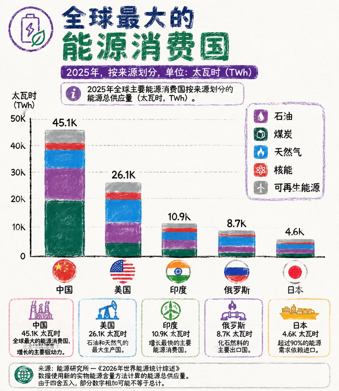 现代文明的本质不是金融数字，而是热力学消耗。根据《2026年世界能源统计综述