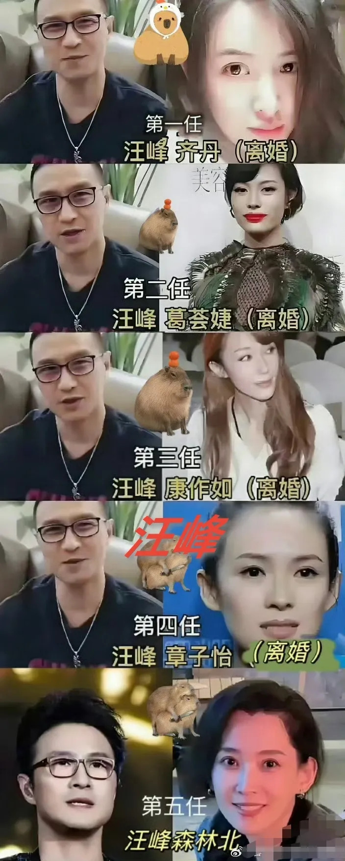 汪峰虽然上不了头条，但是，不得不承认，他的女人缘真的不错。每次离婚之后，