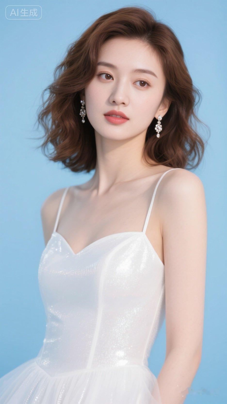 梦幻少女风，优雅白裙，闪耀耳饰，完美造型！