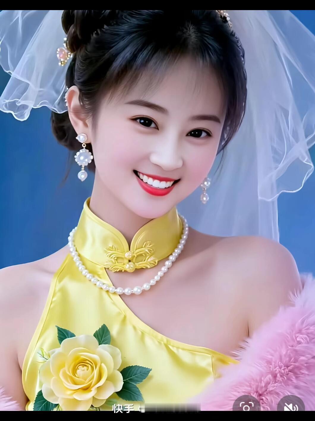 甜美新娘装，珍珠项链和头纱的完美搭配，尽显优雅与幸福！💍✨