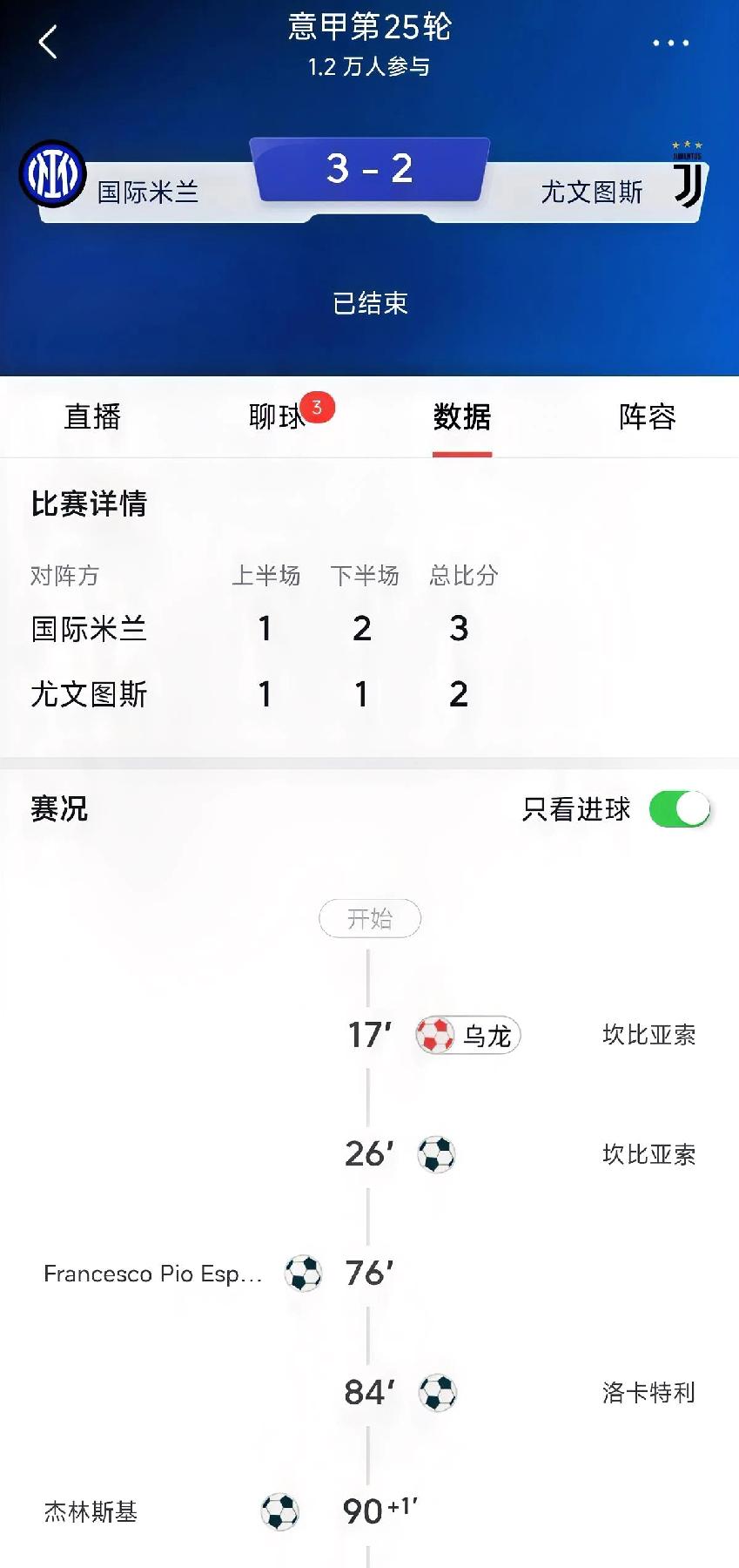 让阿毛绝望--国米拿下意大利国家德比在北京时间刚刚结束的意甲第25轮联赛中，国