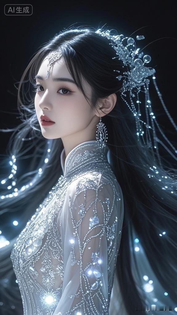 梦幻仙女风，银光闪闪的华丽礼服，宛如星辰洒落人间。