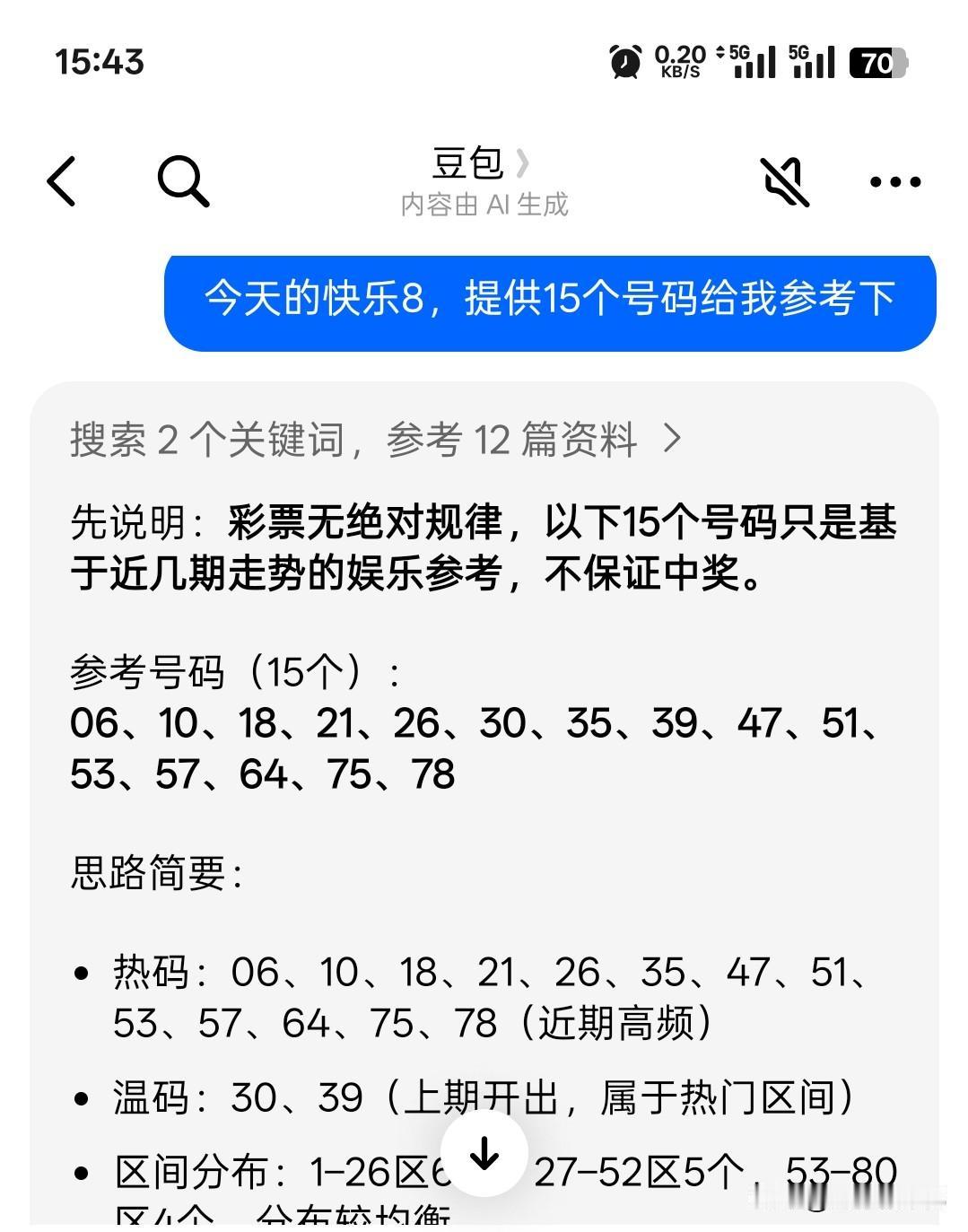 今日份:豆包给我提供的15码！看看到时能中几个[狗头]