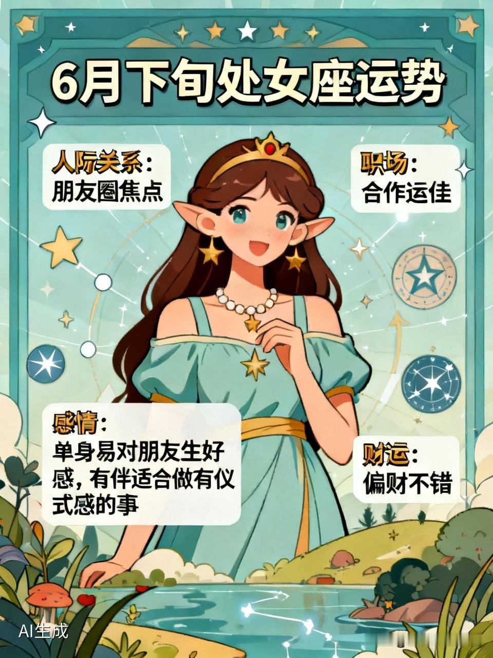 6月下旬处女座运势还挺不错的。这个月人际关系是关键词，会成为朋友圈焦点，各种人会