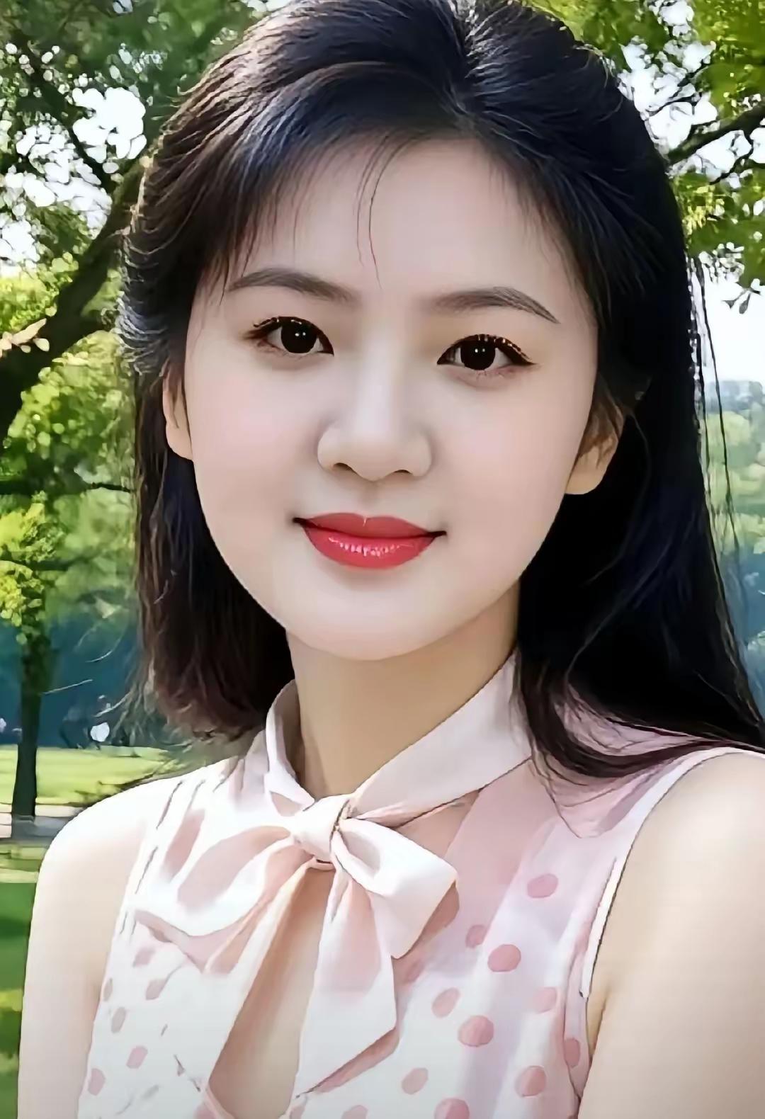 阳光下的甜美女孩，粉色的波点裙和蝴蝶结，清新自然。