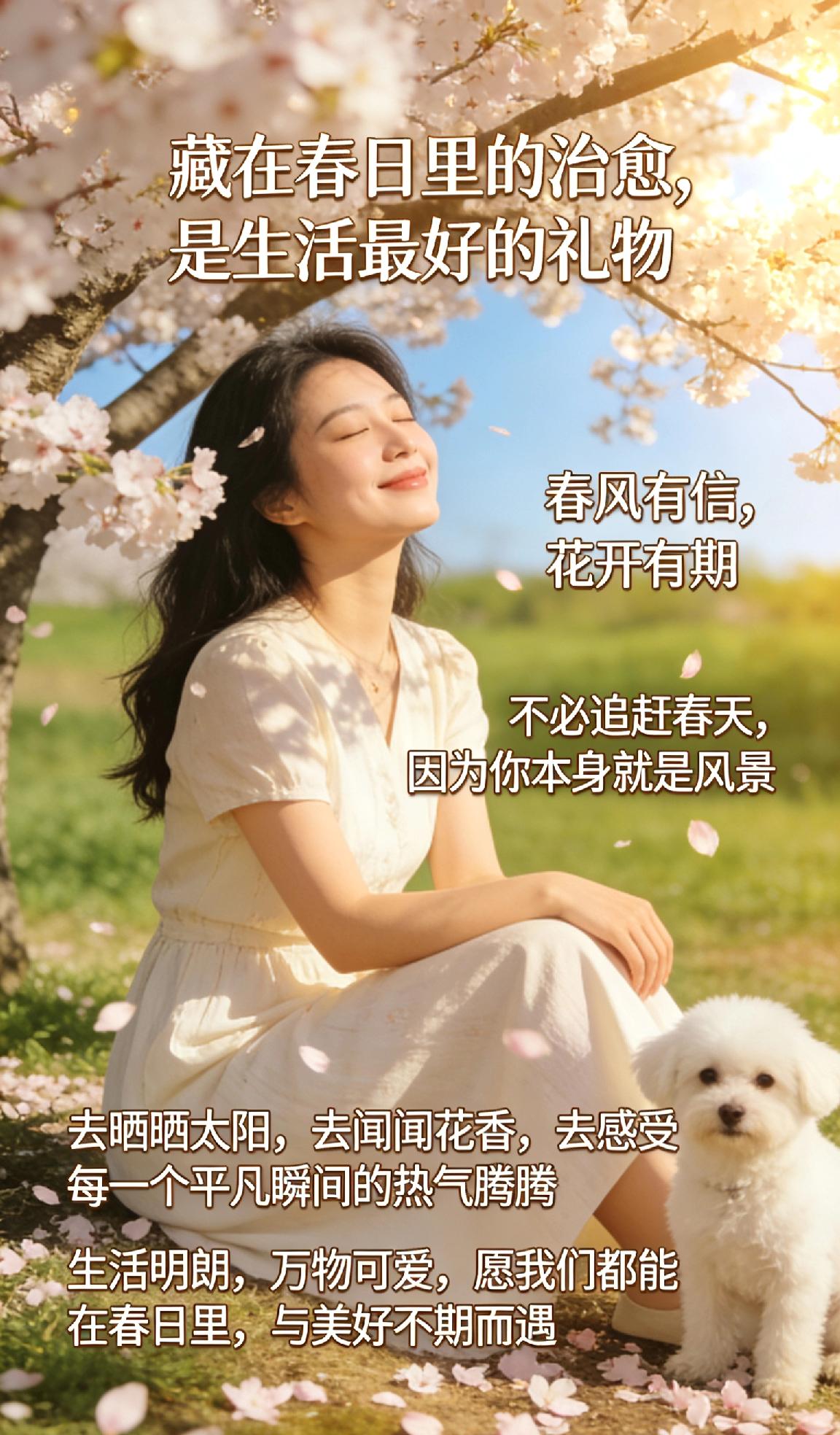 藏在春日里的治愈，是生活最好的礼物春风有信，花开有期。🌸不必追赶春天，因为