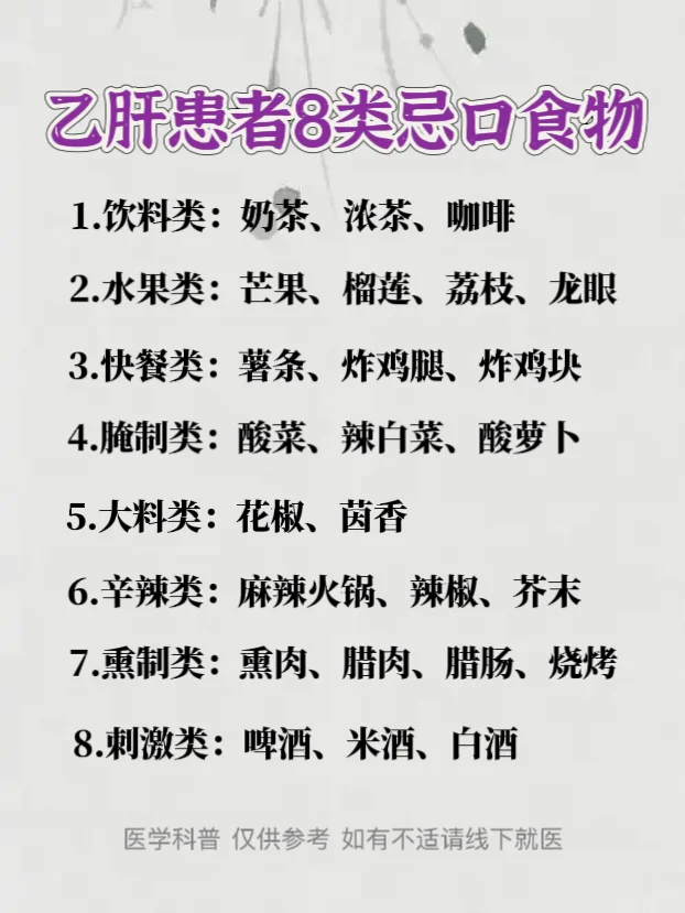 乙肝患者8类忌口食物！