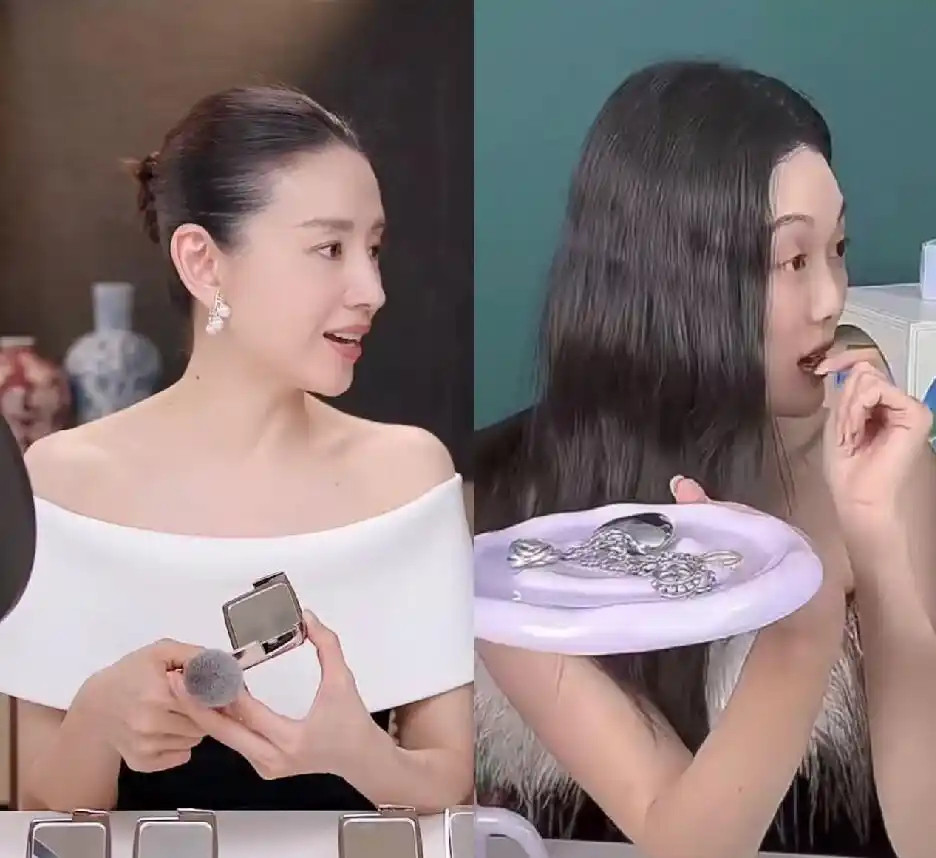 年轻时真没觉得董洁多好看，直到看她直播时随手一截，那个头相对比网红才知道啥叫老天