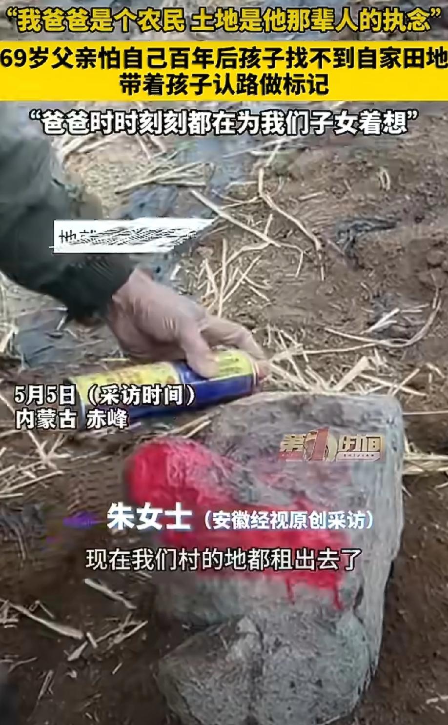 泪目！内蒙古赤峰，69岁的农民老父亲，带着孩子行走在广袤的田埂上。老父亲一边走，