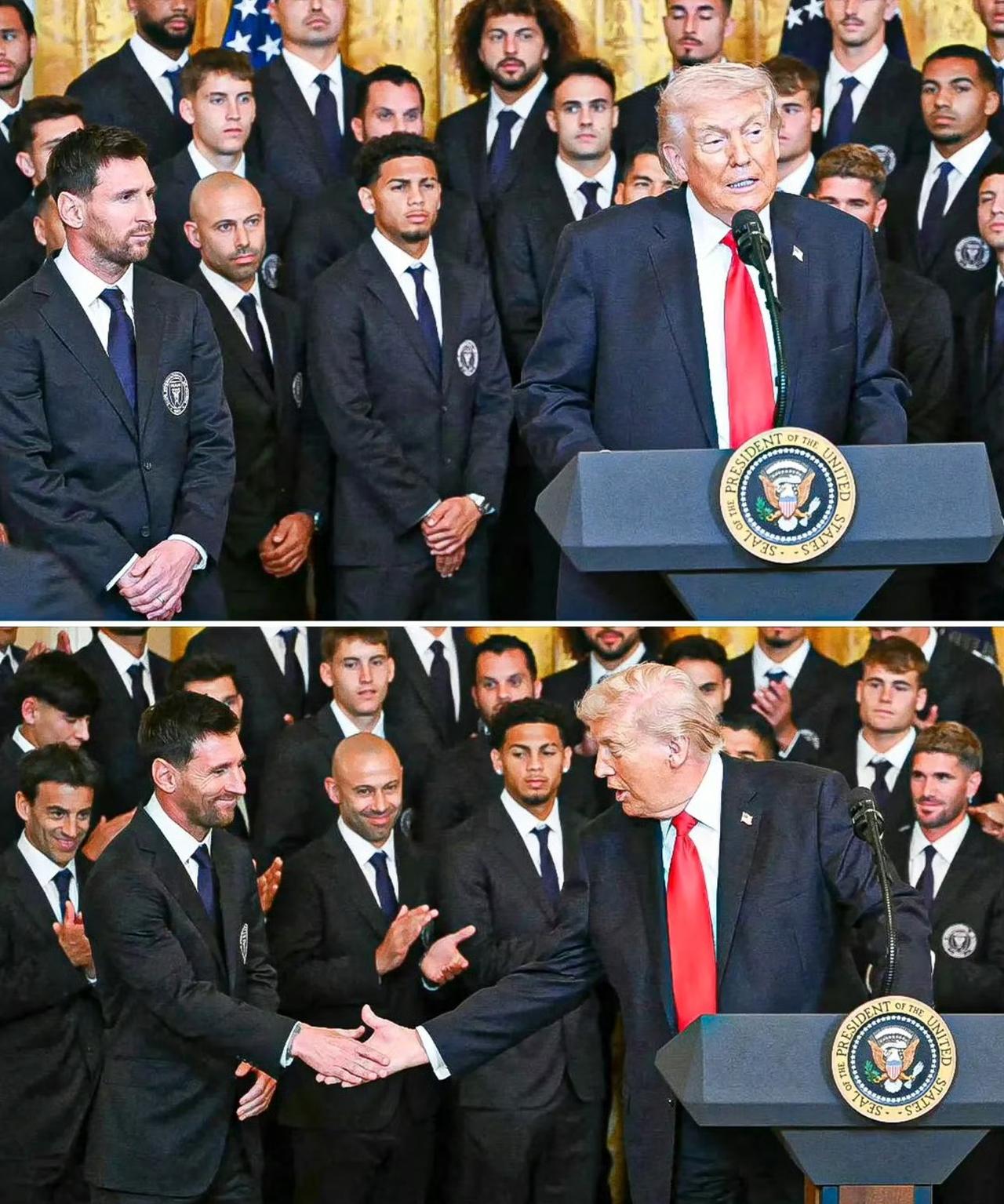 梅西受邀到访白宫，与特朗普握手，庆祝迈阿密总冠军！3月6日，总冠军迈阿密