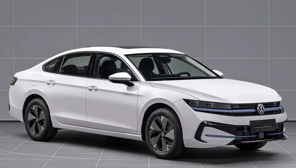 大众迈腾PHEV申报图曝光先看外观，前脸是贯穿式设计，熏黑进气格栅和两侧修