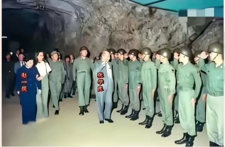80年代，张学良携赵一荻视察金门岛时的一幕