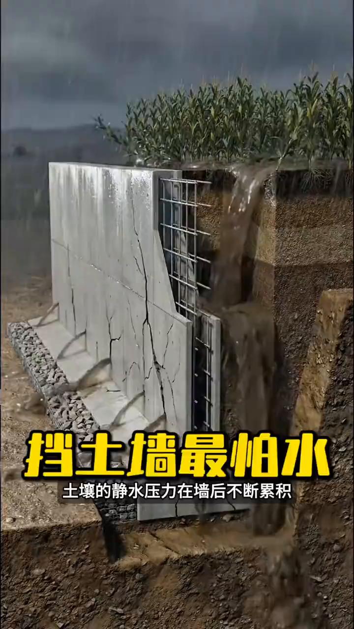 挡土墙最怕水。如果你搭建的挡土墙少了排水管会发生什么？很多人以为挡土墙是被压垮