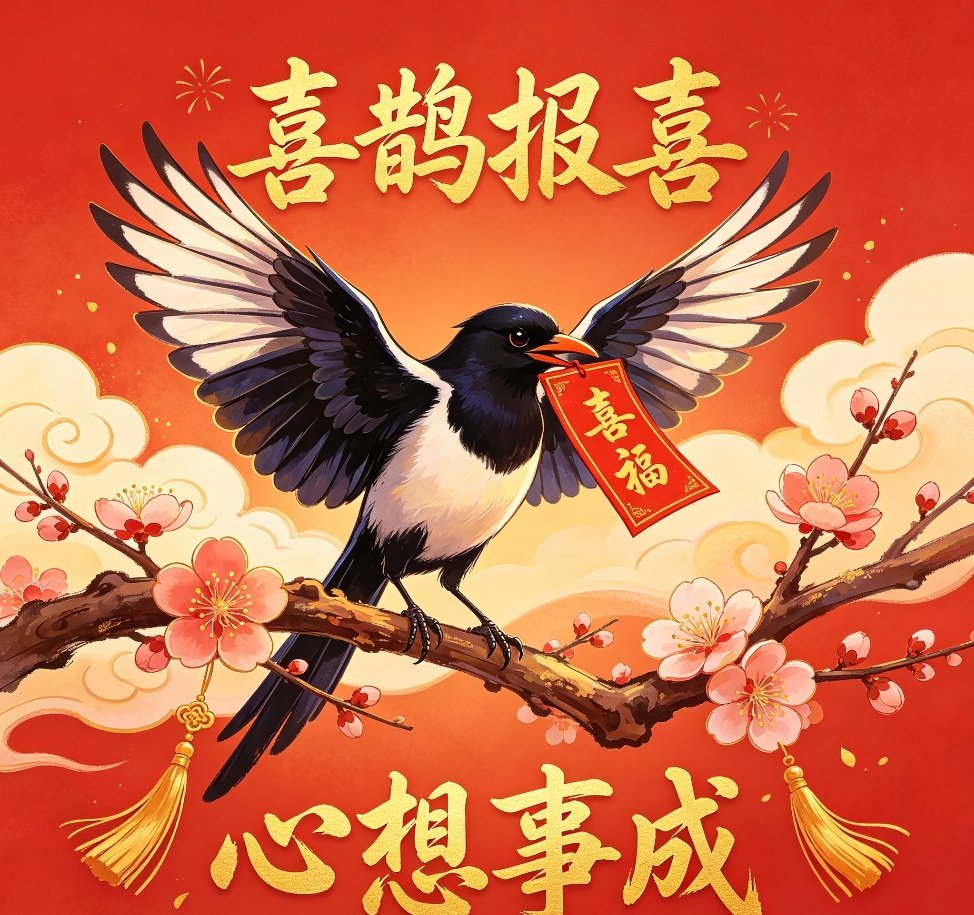 喜鹊报喜，心想事成，快来接！运势
