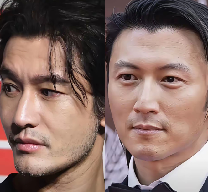 都是素颜的情况下黄晓明居然碾压谢霆锋，谢霆锋这张素颜化妆了仍然不敌小明哥