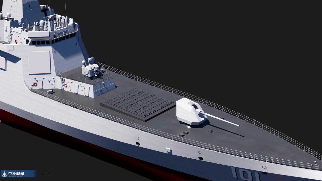 换装155毫米舰炮的055大驱CG图，巨炮配大舰，看上去就是顺眼，比起原来小咪咪