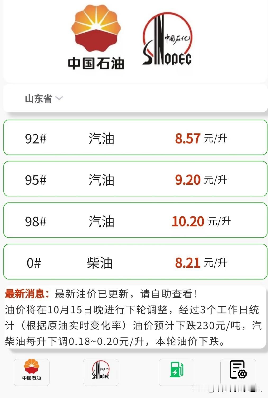 油价调整预告：10月15日24时，油价有望下调新一轮油价窗口定在10月15