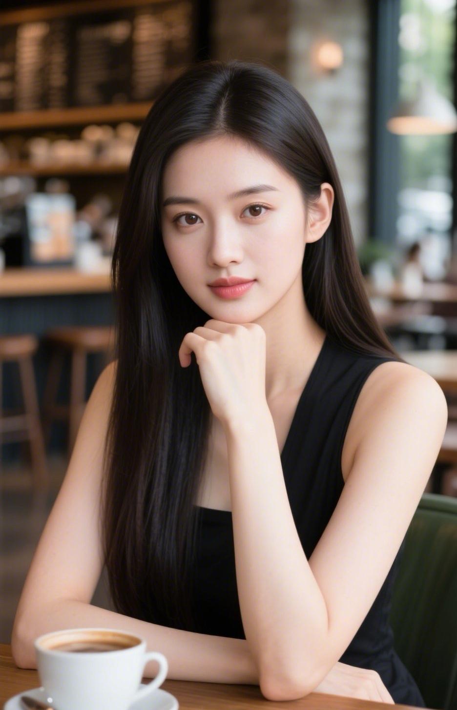 漂亮的女人。就是只坐在这里，都是一道美丽的风景…