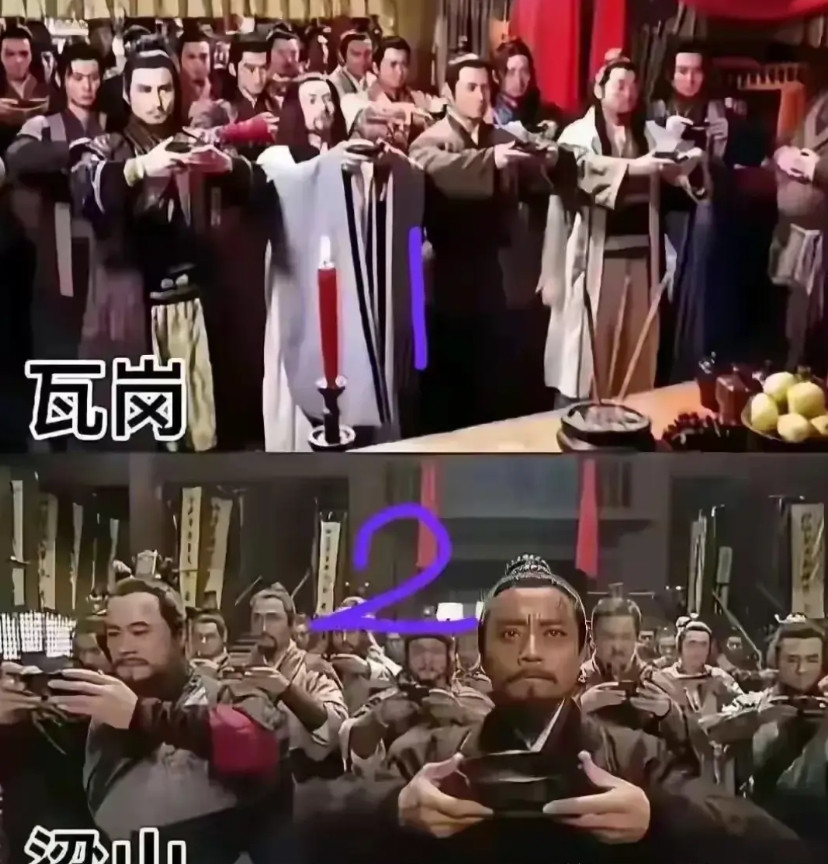 这两群人中，虽然都是绿林好汉。但明显，瓦岗寨比梁山寨牛逼。瓦岗寨程咬金还当过