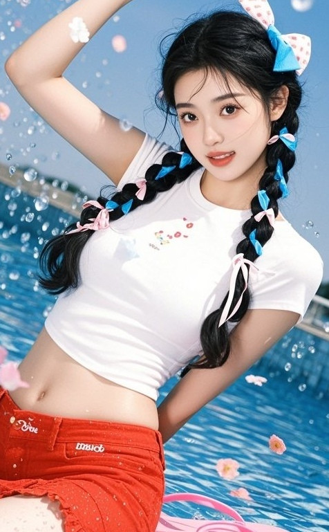 清凉一夏！美眉泳池写真尽显曼妙身姿