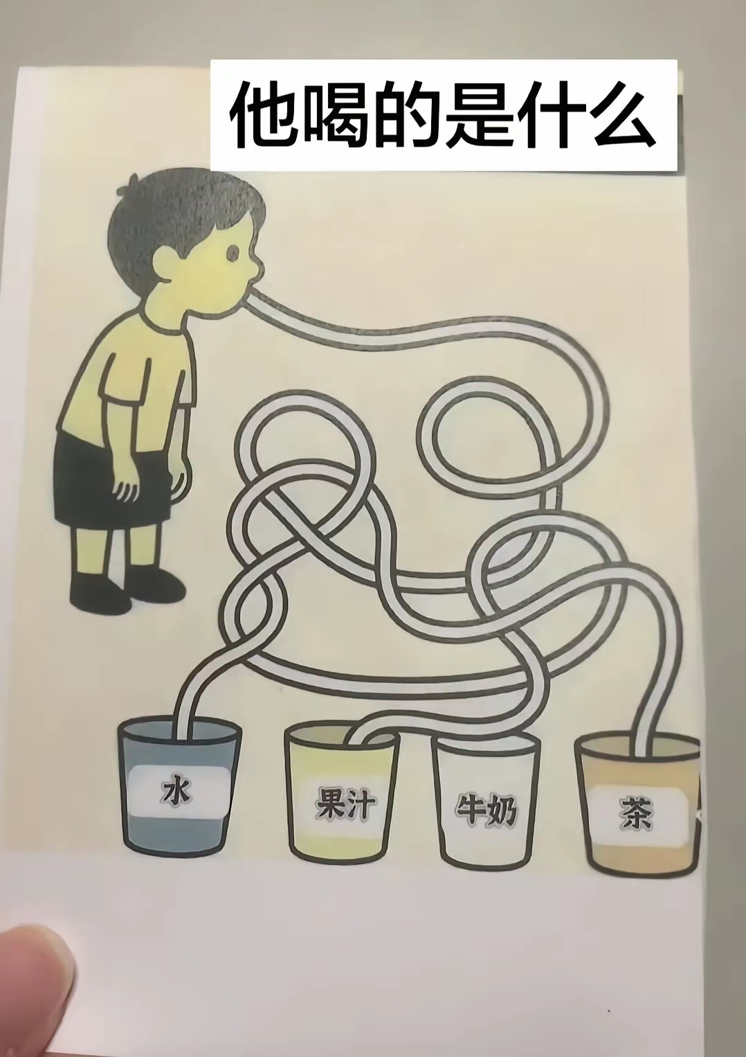 男孩喝的是什么？答案一目了然
