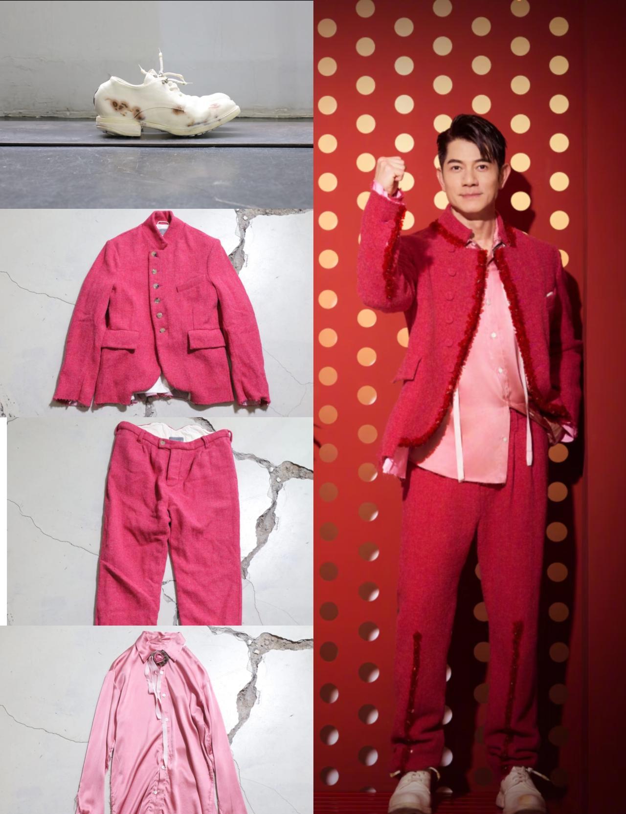 郭富城这身粉色春晚造型，真让品牌方做梦都笑醒了。一套被嘲“地摊货”的衣服，穿他