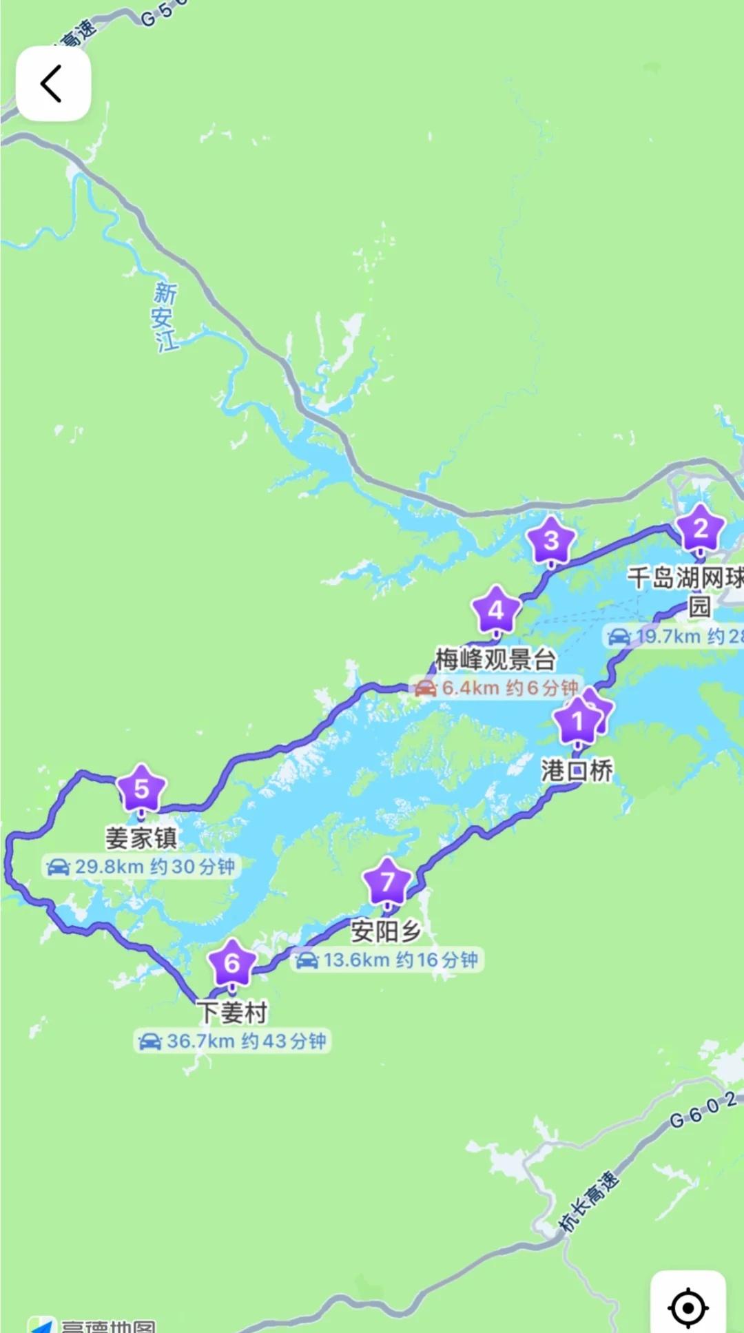 千岛湖2天1夜环湖自驾路线（上）图1就是整个环千岛湖的所有停留点（观景处）