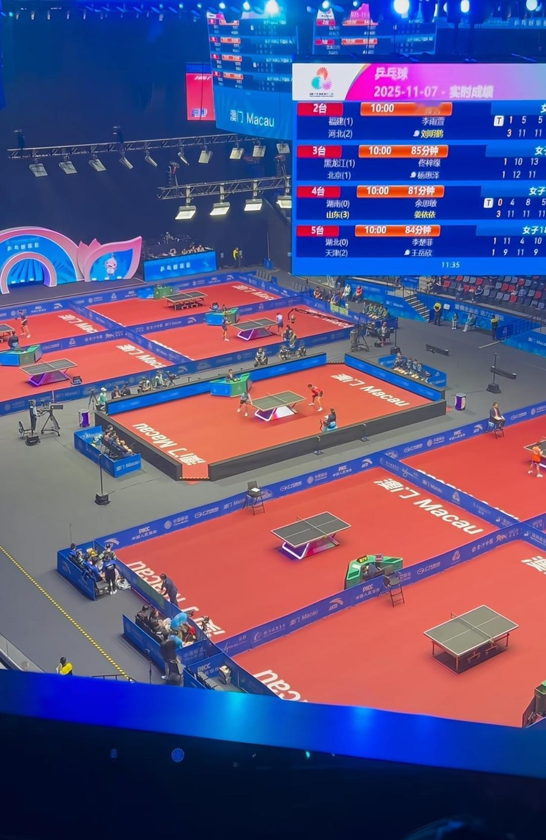 澳门全运会的赛场原来是这样的这么多张球台摆在一起的吗各台之间不是会互相影响吗