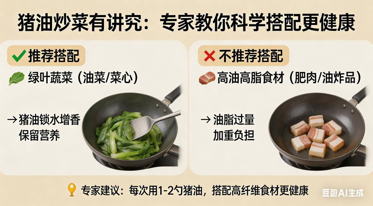 猪油炒菜有讲究：专家教你科学搭配更健康65岁大妈痴迷猪油炒菜，儿女苦劝无果，