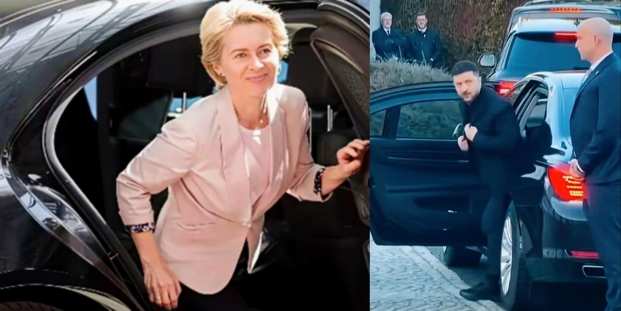 冯德莱恩和泽连斯基两人下车的姿势，谁更有领导范啊？看似一个简单的下车姿势，背后