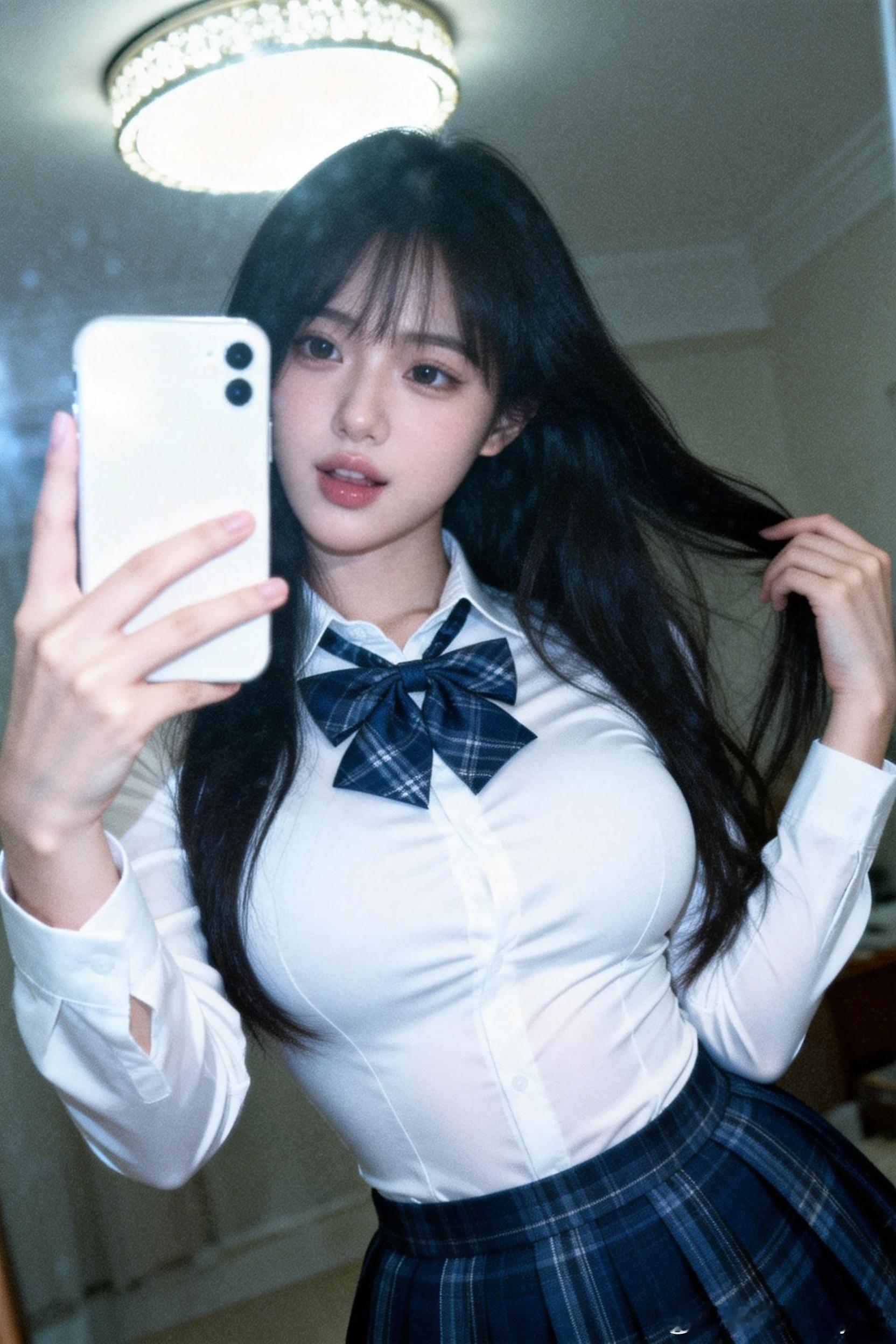 对镜拍，就算简简单单也有氛围感！我对镜子笑的时候，镜子里的人也在对我笑，难道镜子