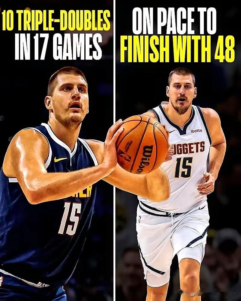 约基奇何时登顶三双榜首？约基奇已拿下175次三双，距离排名第一的威少还差32