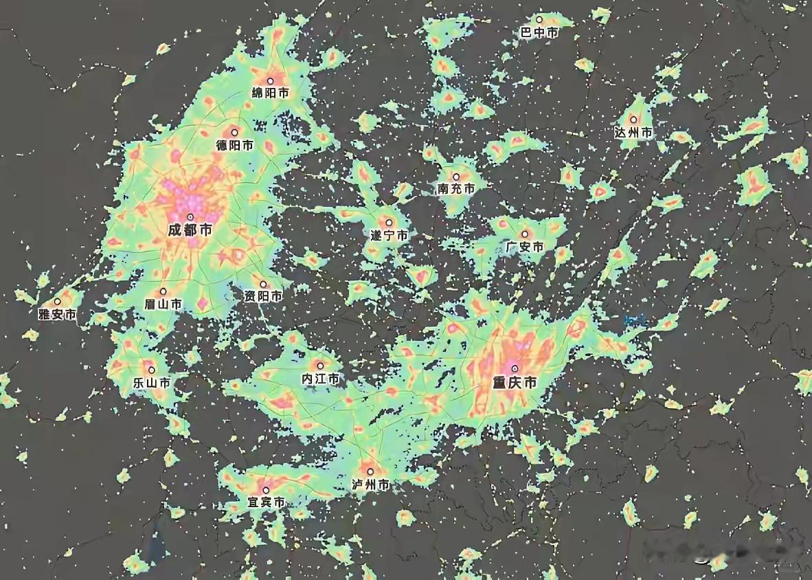川渝地区大西南地区的两大城市，差别还不小呢！而且成都周边的城市都跟上区了，成渝大